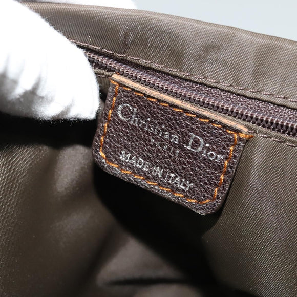 Christian Dior Trotter Canvas Shoulder Bag Brown Silver Auth BD1964