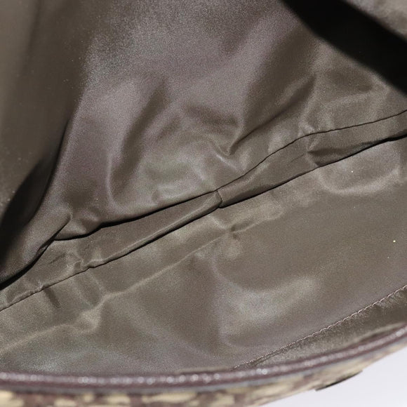 Christian Dior Trotter Canvas Shoulder Bag Brown Silver Auth BD1964