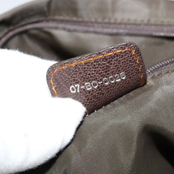 Christian Dior Trotter Canvas Shoulder Bag Brown Silver Auth BD1964