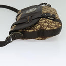 Christian Dior Trotter Canvas Shoulder Bag Brown Silver Auth BD1964-3