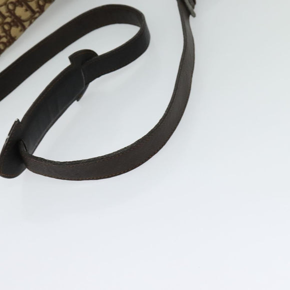 Christian Dior Trotter Canvas Shoulder Bag Brown Silver Auth BD1964