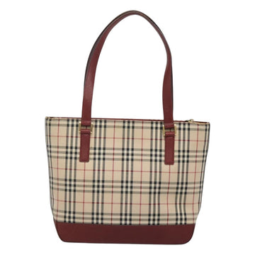 BURBERRY Nova Check Hand Bag Canvas Beige Gold Auth BD1965 - 0