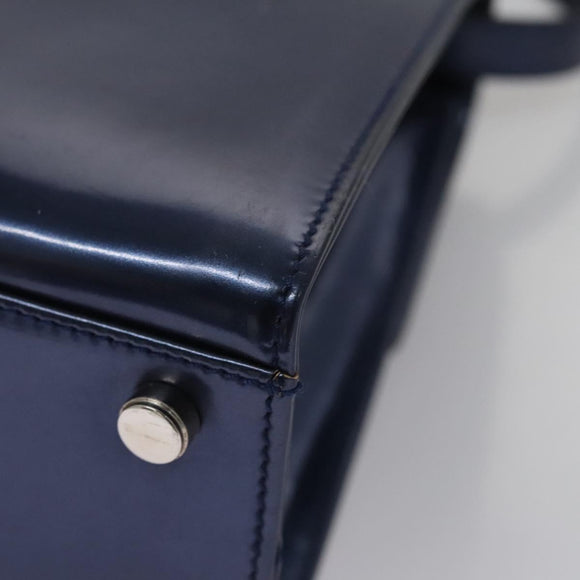 Salvatore Ferragamo Hand Bag Enamel 2way Blue Auth BD197