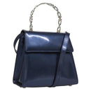 Salvatore Ferragamo Hand Bag Enamel 2way Blue Auth BD197-1