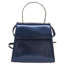 Salvatore Ferragamo Hand Bag Enamel 2way Blue Auth BD197-13