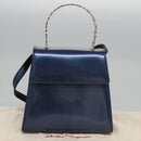 Salvatore Ferragamo Hand Bag Enamel 2way Blue Auth BD197-12