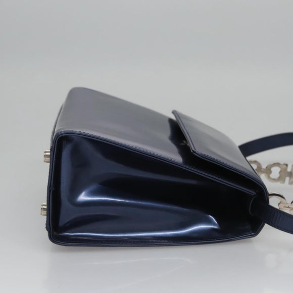Salvatore Ferragamo Hand Bag Enamel 2way Blue Auth BD197