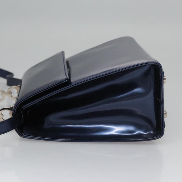 Salvatore Ferragamo Hand Bag Enamel 2way Blue Auth BD197