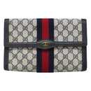 GUCCI GG Supreme Sherry Line Clutch Bag PVC Navy Gold 41 014 3087 25 Auth BD1980-13