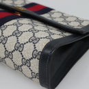 GUCCI GG Supreme Sherry Line Clutch Bag PVC Navy Gold 41 014 3087 25 Auth BD1980-7