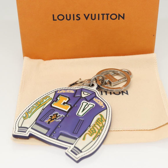 LOUIS VUITTON Porte Cles Varsity Jacket Key Ring Purple MP3385 LV Auth BD1990