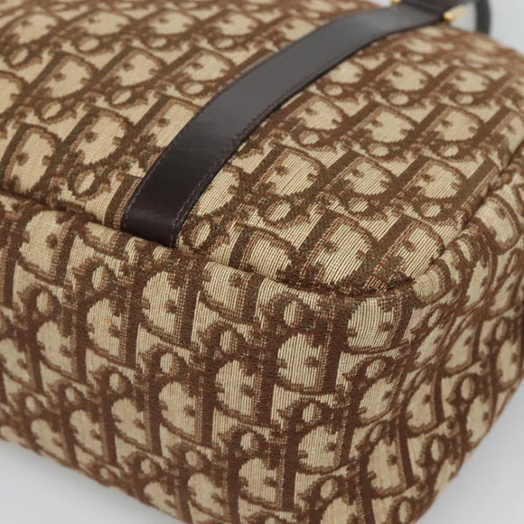 Christian Dior Trotter Canvas Hand Bag Brown Gold Auth BD2000