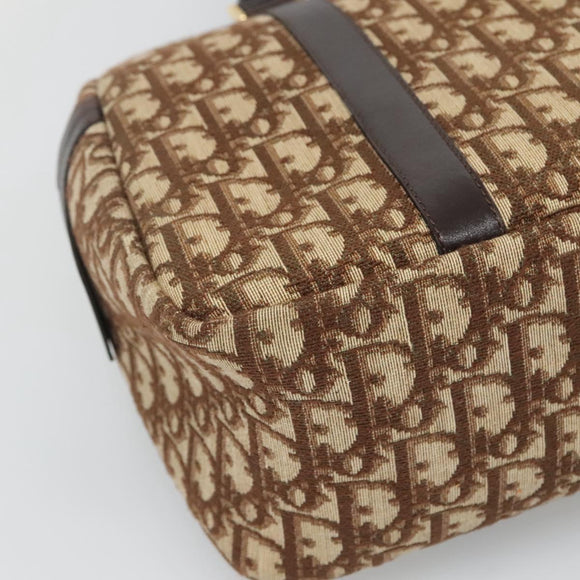Christian Dior Trotter Canvas Hand Bag Brown Gold Auth BD2000