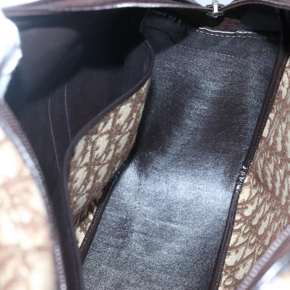 Christian Dior Trotter Canvas Hand Bag Brown Gold Auth BD2000