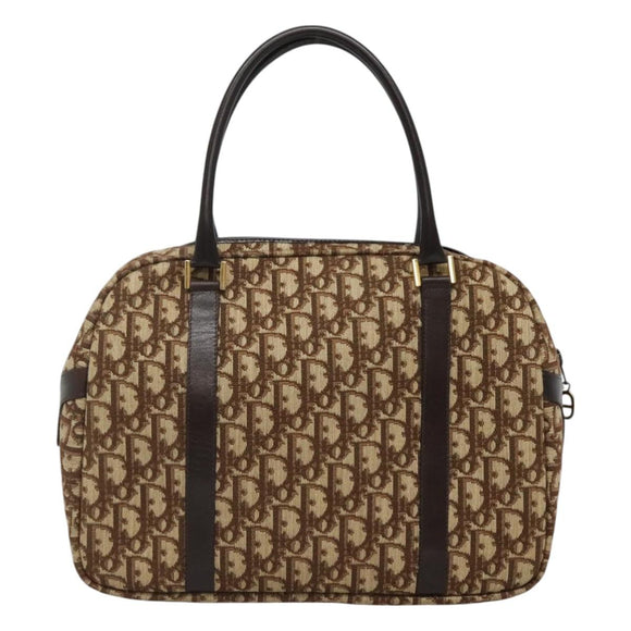Christian Dior Trotter Canvas Hand Bag Brown Gold Auth BD2000