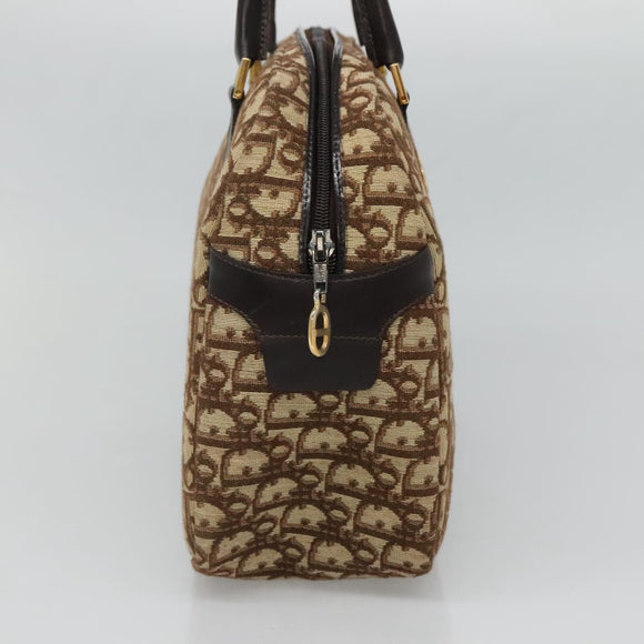 Christian Dior Trotter Canvas Hand Bag Brown Gold Auth BD2000