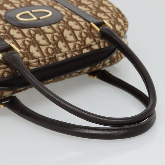 Christian Dior Trotter Canvas Hand Bag Brown Gold Auth BD2000