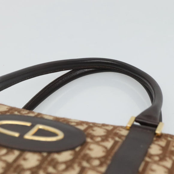 Christian Dior Trotter Canvas Hand Bag Brown Gold Auth BD2000