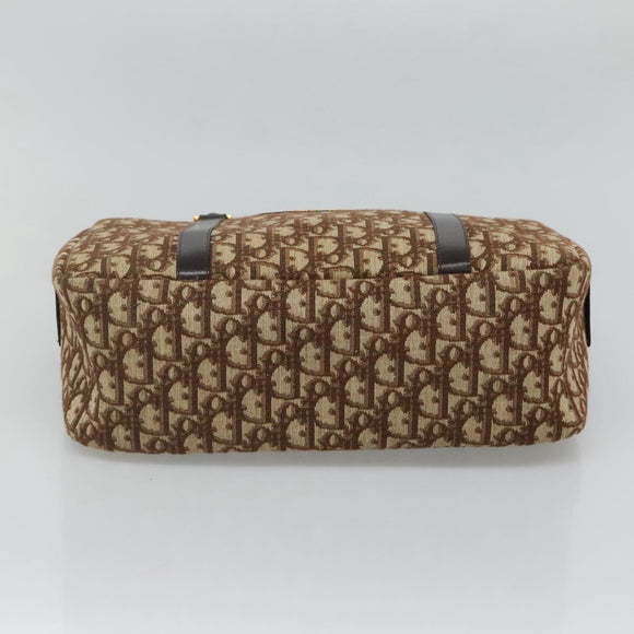 Christian Dior Trotter Canvas Hand Bag Brown Gold Auth BD2000