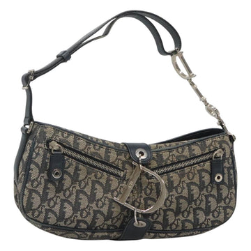 Christian Dior Trotter Canvas Shoulder Bag Navy Silver Auth BD2001