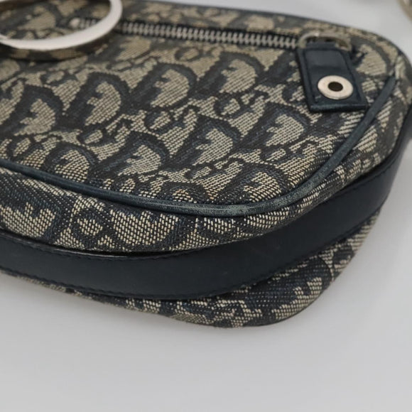 Christian Dior Trotter Canvas Shoulder Bag Navy Silver Auth BD2001