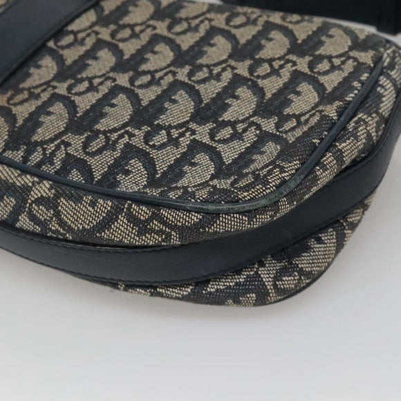 Christian Dior Trotter Canvas Shoulder Bag Navy Silver Auth BD2001