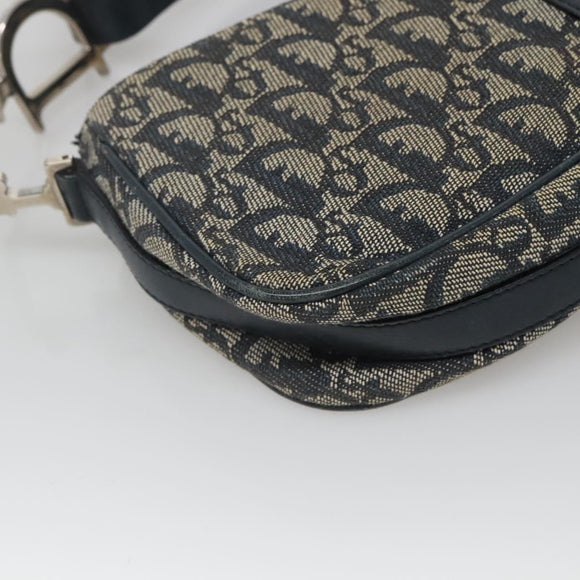 Christian Dior Trotter Canvas Shoulder Bag Navy Silver Auth BD2001
