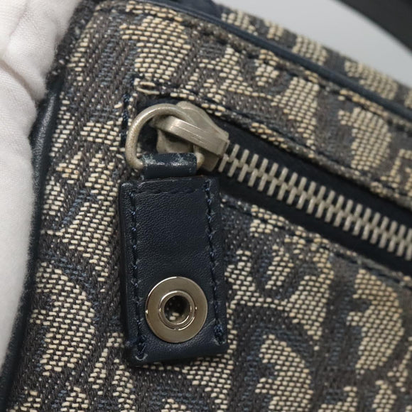 Christian Dior Trotter Canvas Shoulder Bag Navy Silver Auth BD2001