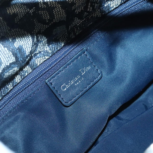 Christian Dior Trotter Canvas Shoulder Bag Navy Silver Auth BD2001