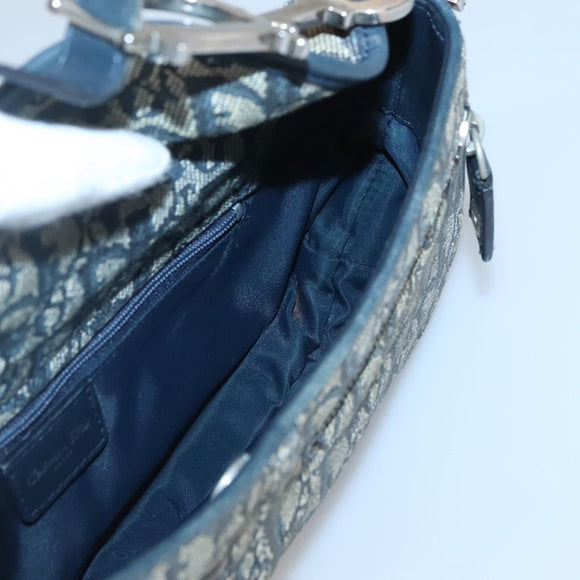 Christian Dior Trotter Canvas Shoulder Bag Navy Silver Auth BD2001