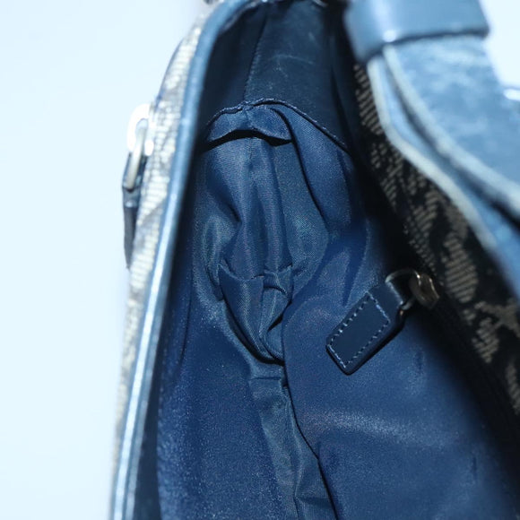 Christian Dior Trotter Canvas Shoulder Bag Navy Silver Auth BD2001