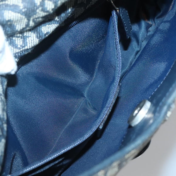 Christian Dior Trotter Canvas Shoulder Bag Navy Silver Auth BD2001