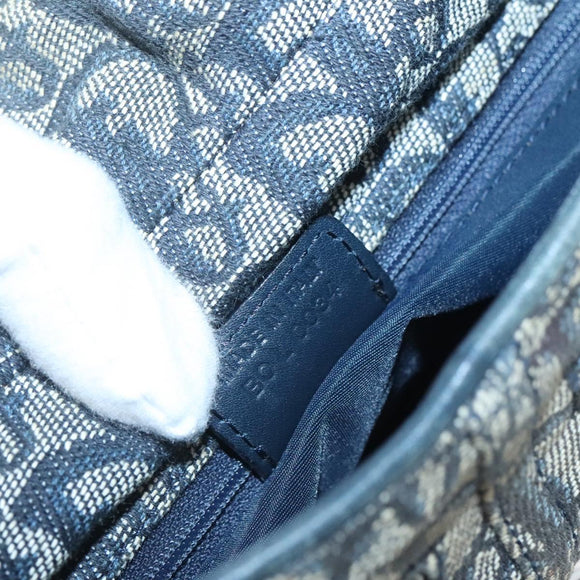 Christian Dior Trotter Canvas Shoulder Bag Navy Silver Auth BD2001