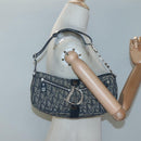 Christian Dior Trotter Canvas Shoulder Bag Navy Silver Auth BD2001-21