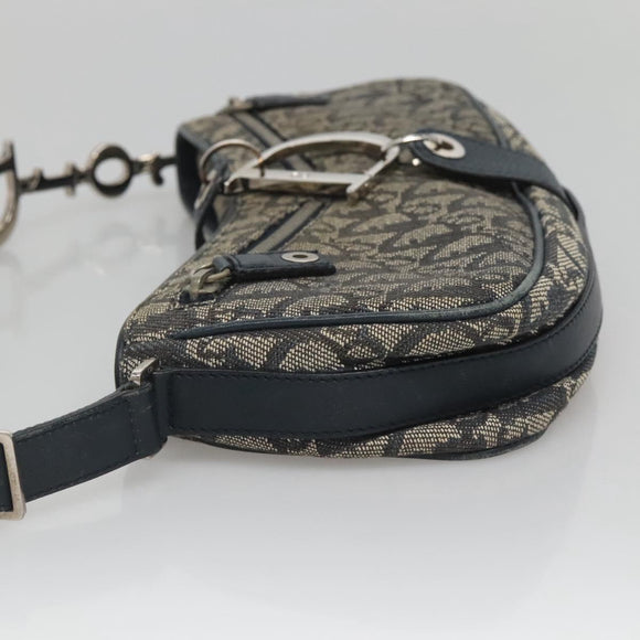 Christian Dior Trotter Canvas Shoulder Bag Navy Silver Auth BD2001