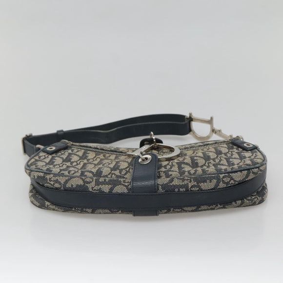 Christian Dior Trotter Canvas Shoulder Bag Navy Silver Auth BD2001