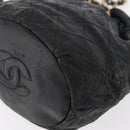 CHANEL Matelasse Chain Shoulder Bag Lamb Skin Black Gold CC Auth BD2003-14