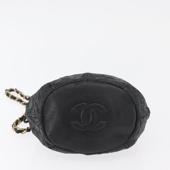 CHANEL Matelasse Chain Shoulder Bag Lamb Skin Black Gold CC Auth BD2003