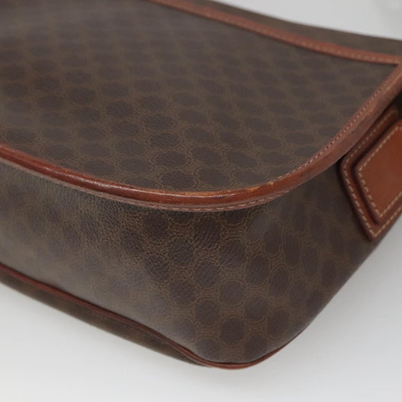 CELINE Macadam Canvas Shoulder Bag PVC Leather Brown Gold Auth BD2004
