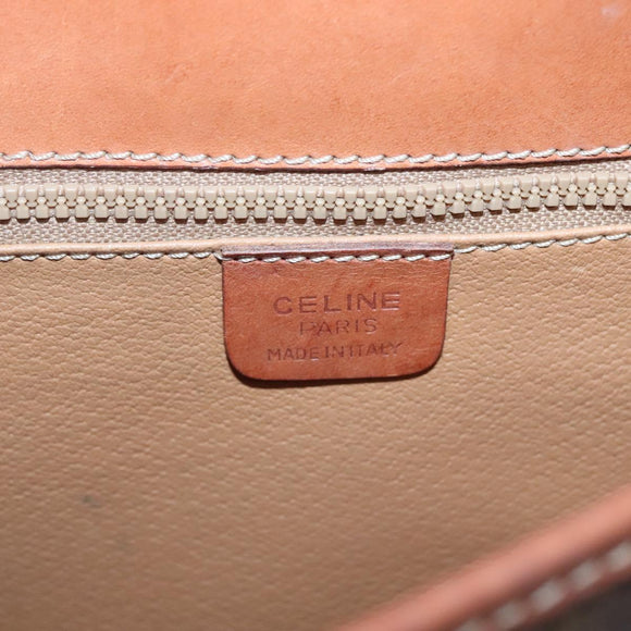 CELINE Macadam Canvas Shoulder Bag PVC Leather Brown Gold Auth BD2004