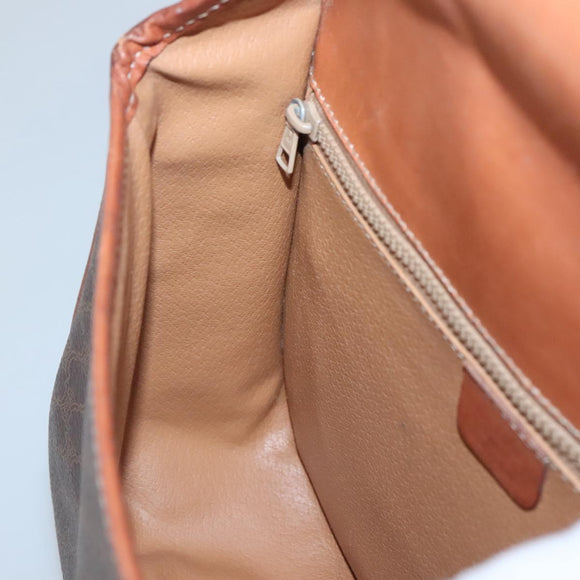 CELINE Macadam Canvas Shoulder Bag PVC Leather Brown Gold Auth BD2004
