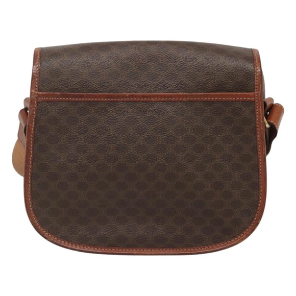CELINE Macadam Canvas Shoulder Bag PVC Leather Brown Gold Auth BD2004