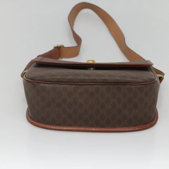 CELINE Macadam Canvas Shoulder Bag PVC Leather Brown Gold Auth BD2004