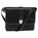 GUCCI Shoulder Bag Leather Navy Gold Auth BD2006-1