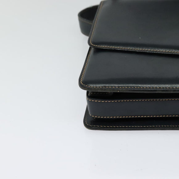 GUCCI Shoulder Bag Leather Navy Gold Auth BD2006