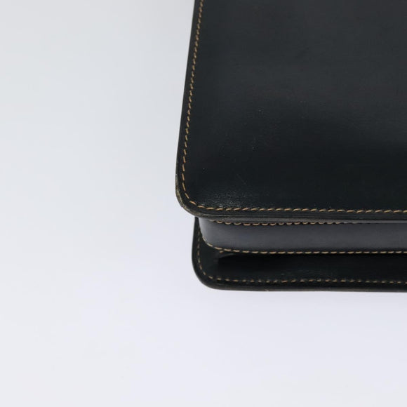 GUCCI Shoulder Bag Leather Navy Gold Auth BD2006