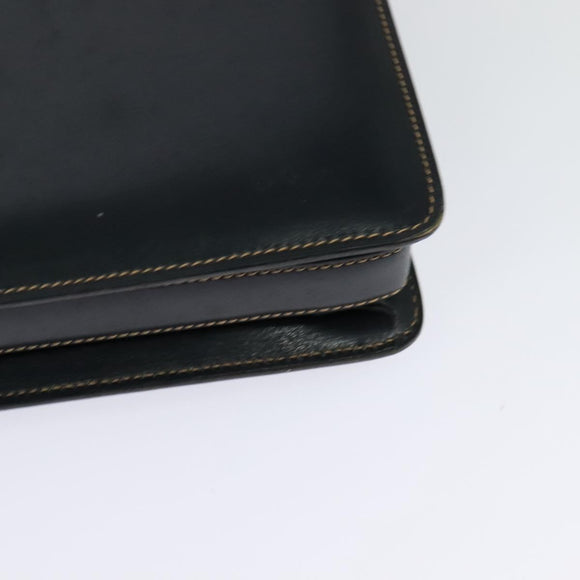 GUCCI Shoulder Bag Leather Navy Gold Auth BD2006