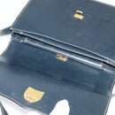 GUCCI Shoulder Bag Leather Navy Gold Auth BD2006-9