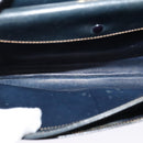 GUCCI Shoulder Bag Leather Navy Gold Auth BD2006-10