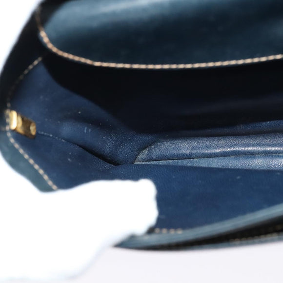 GUCCI Shoulder Bag Leather Navy Gold Auth BD2006